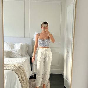 Blue floral crop top